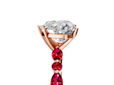 Rose gold Heart Cut Diamond Ring with Marquise and Round with Ruby side stone Side Stones and Four-Prong Setting_41