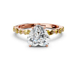 Rose gold Heart Cut Diamond Ring with Marquise and Round with Yellow Sapphire side stone Side Stones and Four-Prong Setting_24