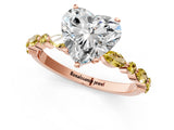 Rose gold Heart Cut Diamond Ring with Marquise and Round with Yellow Sapphire side stone Side Stones and Four-Prong Setting_25