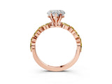 Rose gold Heart Cut Diamond Ring with Marquise and Round with Yellow Sapphire side stone Side Stones and Four-Prong Setting_27