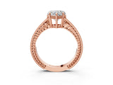 Rose gold Heart Cut Diamond Ring with Milgrain Pavé Band and Four-Prong Setting_26