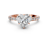 Rose gold Heart Cut Diamond Ring with Pavé Band and Four-Prong Setting_106