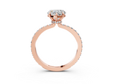 Rose gold Heart Cut Diamond Ring with Pavé Band and Four-Prong Setting_109