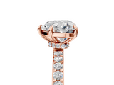 Rose gold Heart Cut Diamond Ring with Pavé Band and Four-Prong Setting_111