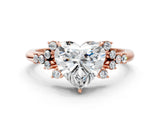 Rose gold Heart Cut Diamond Ring with Side Stones and Four-Prong Setting_81