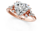 Rose gold Heart Cut Diamond Ring with Side Stones and Four-Prong Setting_82