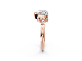 Rose gold Heart Cut Diamond Ring with Side Stones and Four-Prong Setting_83
