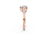 Rose gold Heart Cut Diamond Ring with Tapered Baguette Side Stones in Four-Prong Setting_18
