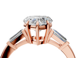 Rose gold Heart Cut Diamond Ring with Tapered Baguette Side Stones in Four-Prong Setting_20