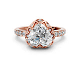 Rose gold Heart Cut Diamond Scalloped Halo Engagement Ring with Round Shared Prong Band_12