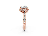 Rose gold Heart Cut Diamond Scalloped Halo Engagement Ring with Round Shared Prong Band_14