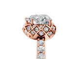 Rose gold Heart Cut Diamond Scalloped Halo Engagement Ring with Round Shared Prong Band_17