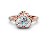 Rose gold Heart Cut Diamond Scalloped Halo Engagement Ring with Round Shared Prong Band_24