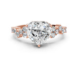 Rose gold Heart Cut Diamond Scattered Round Accent Ring with Prong Setting_12