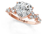 Rose gold Heart Cut Diamond Scattered Round Accent Ring with Prong Setting_13