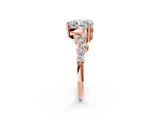 Rose gold Heart Cut Diamond Scattered Round Accent Ring with Prong Setting_14