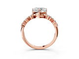 Rose gold Heart Cut Diamond Scattered Round Accent Ring with Prong Setting_15