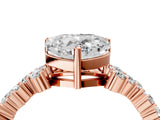 Rose gold Heart Cut Diamond Scattered Round Accent Ring with Prong Setting_16