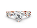 Rose gold Heart Cut Diamond Side Stone Engagement Ring with Four-Prong Setting_24