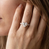Rose gold Heart Cut Diamond Side Stone Solitaire Ring with Round  and Four-Prong Setting_15