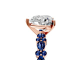 Rose gold Heart Cut Diamond Side Stone Solitaire Ring with Round with Blue Sapphire side stone and Four-Prong Setting_5
