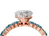 Rose gold Heart Cut Diamond Side Stone Solitaire Ring with Round with Blue Topaz side stone and Four-Prong Setting_4