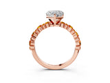 Rose gold Heart Cut Diamond Side Stone Solitaire Ring with Round with Citrine side stone and Four-Prong Setting_22