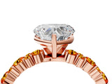 Rose gold Heart Cut Diamond Side Stone Solitaire Ring with Round with Citrine side stone and Four-Prong Setting_23