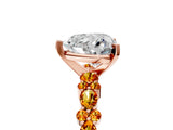 Rose gold Heart Cut Diamond Side Stone Solitaire Ring with Round with Citrine side stone and Four-Prong Setting_24