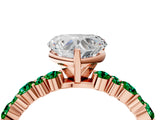 Rose gold Heart Cut Diamond Side Stone Solitaire Ring with Round with Emerald side stone and Four-Prong Setting_4
