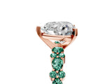 Rose gold Heart Cut Diamond Side Stone Solitaire Ring with Round with Green Sapphire side stone and Four-Prong Setting_5