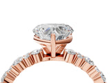 Rose gold Heart Cut Diamond Side Stone Solitaire Ring with Round with Moissanite side stone and Four-Prong Setting_28