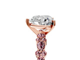 Rose gold Heart Cut Diamond Side Stone Solitaire Ring with Round with Morganite side stone and Four-Prong Setting_5