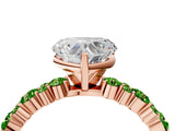Rose gold Heart Cut Diamond Side Stone Solitaire Ring with Round with Peridot side stone and Four-Prong Setting_4