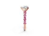 Rose gold Heart Cut Diamond Side Stone Solitaire Ring with Round with Pink Sapphire side stone and Four-Prong Setting_21