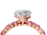 Rose gold Heart Cut Diamond Side Stone Solitaire Ring with Round with Pink Sapphire side stone and Four-Prong Setting_23