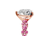 Rose gold Heart Cut Diamond Side Stone Solitaire Ring with Round with Pink Sapphire side stone and Four-Prong Setting_24