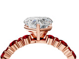 Rose gold Heart Cut Diamond Side Stone Solitaire Ring with Round with Ruby side stone and Four-Prong Setting_4