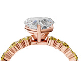 Rose gold Heart Cut Diamond Side Stone Solitaire Ring with Round with Yellow Sapphire side stone and Four-Prong Setting_4