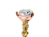 Rose gold Heart Cut Diamond Side Stone Solitaire Ring with Round with Yellow Sapphire side stone and Four-Prong Setting_5