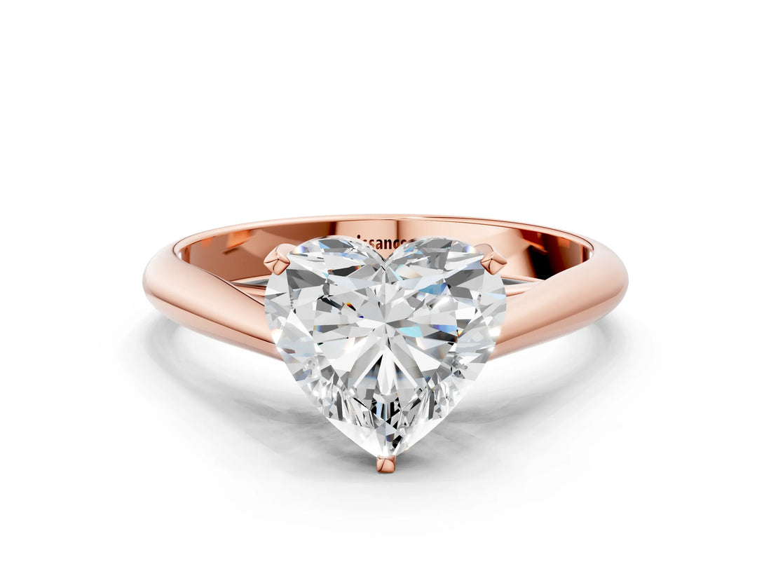 Rose gold Heart Cut Diamond Solitaire Engagement Ring with Cathedral Setting and Four-Prong Mount_264