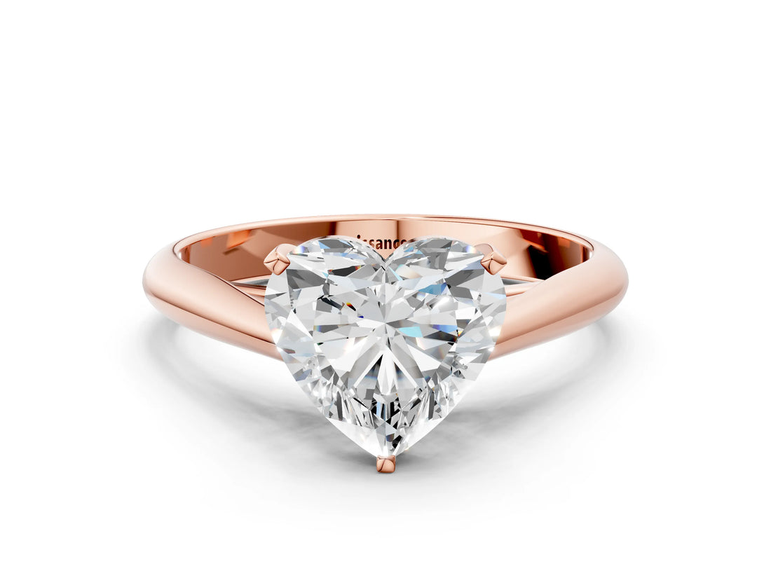 Rose gold Heart Cut Diamond Solitaire Engagement Ring with Cathedral Setting and Four-Prong Mount_98