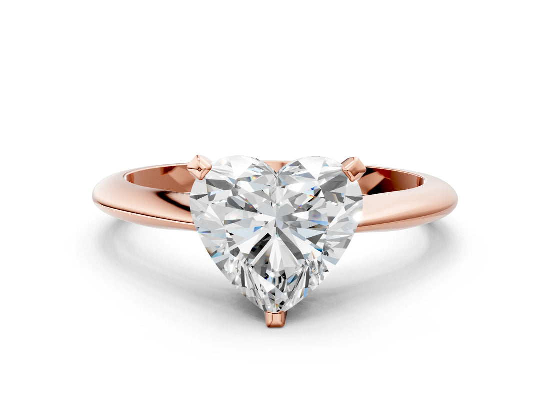 Rose gold Heart Cut Diamond Solitaire Engagement Ring with Classic Band and Four-Prong Setting_25
