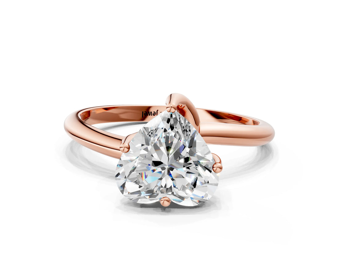 Rose gold Heart Cut Diamond Solitaire Engagement Ring with Four-Prong Setting and Classic Band_20