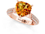 Rose gold Heart Cut Diamond Solitaire Engagement Ring with Pavé Band and Four-Prong Setting_1