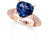 Rose gold Heart Cut Diamond Solitaire Engagement Ring with Pavé Band and Four-Prong Setting_1