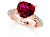 Rose gold Heart Cut Diamond Solitaire Engagement Ring with Pavé Band and Four-Prong Setting_1