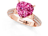 Rose gold Heart Cut Diamond Solitaire Engagement Ring with Pavé Band and Four-Prong Setting_1
