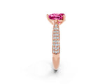 Rose gold Heart Cut Diamond Solitaire Engagement Ring with Pavé Band and Four-Prong Setting_2