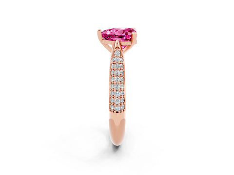 Rose gold Heart Cut Diamond Solitaire Engagement Ring with Pavé Band and Four-Prong Setting_2